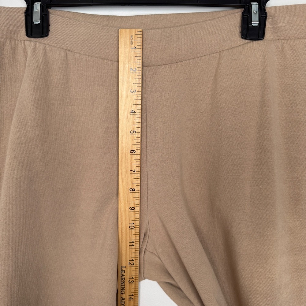 Pure Jill Size M Tall Tan Wide Leg Crop Pants Elastic Waist Organic Cotton Camel - Picture 8 of 13